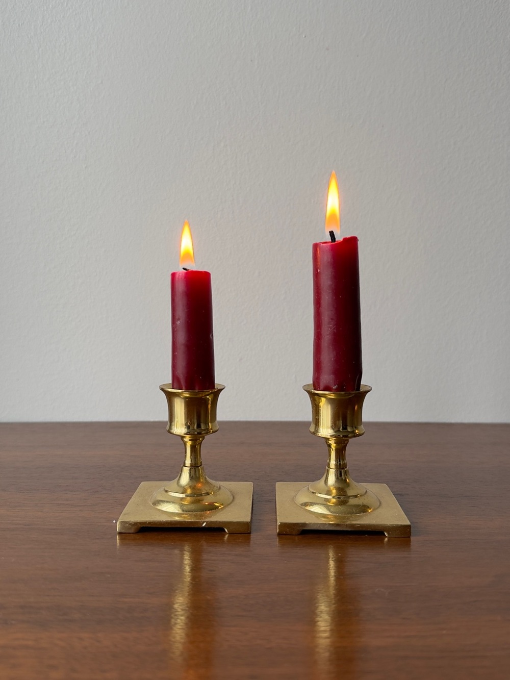 Vintage brass pair of brass candlesticks